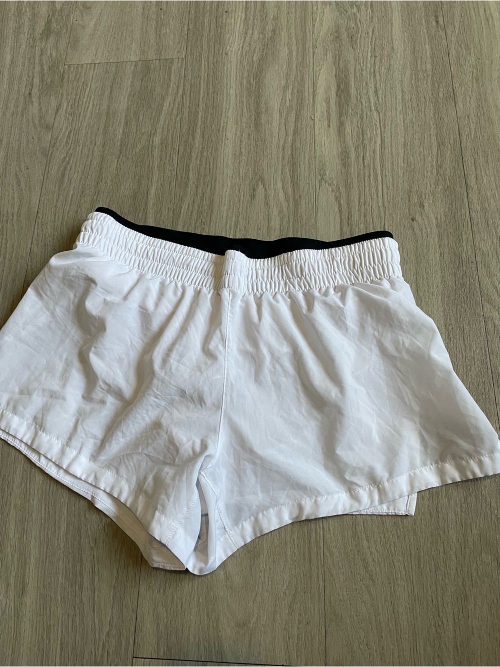 Fabletics White Athletic Shorts with Black Waist Trim